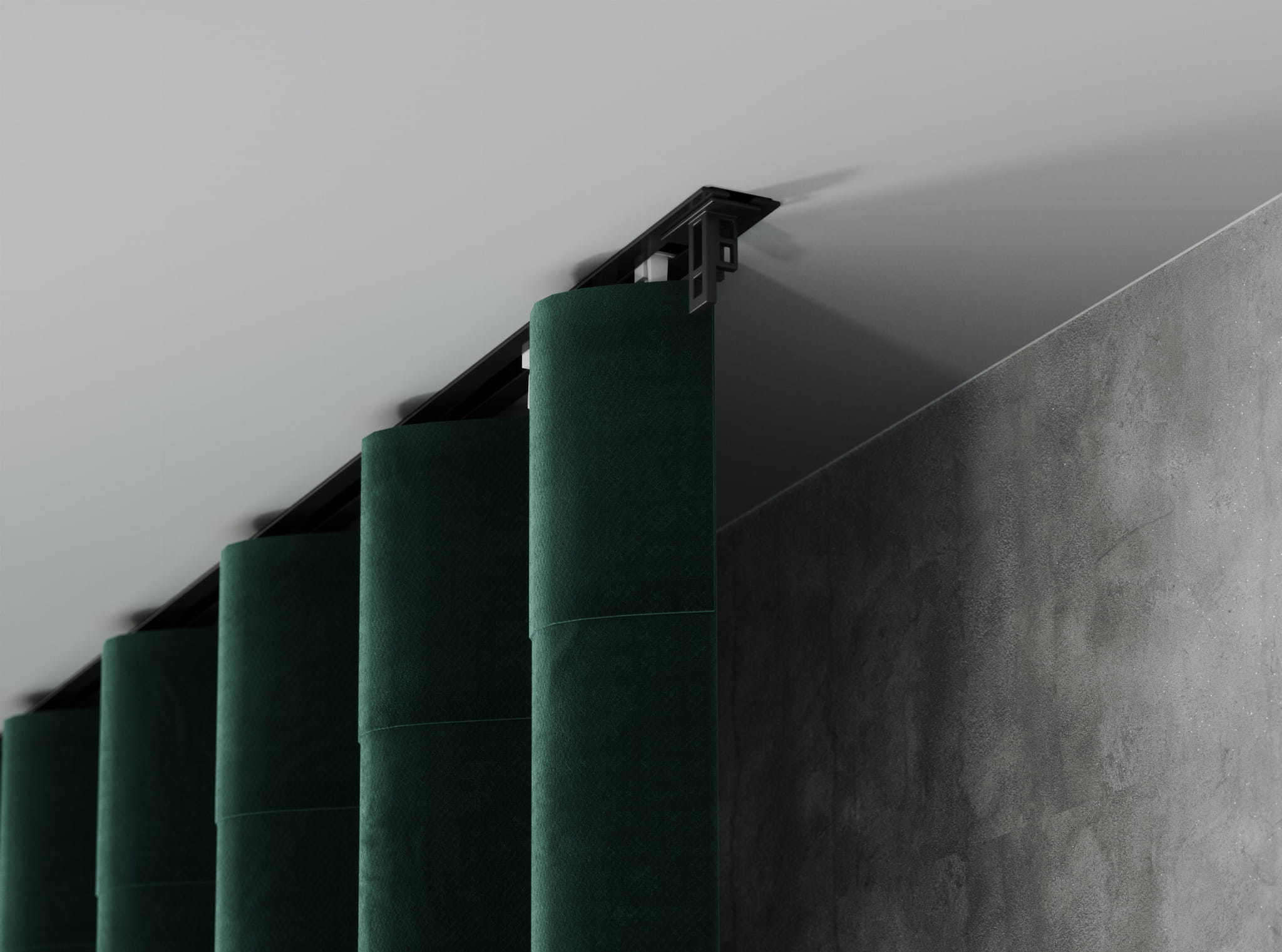 Szyna aluminiowa podtynkowa jednotorowa  czarna komplet PS-300 cm